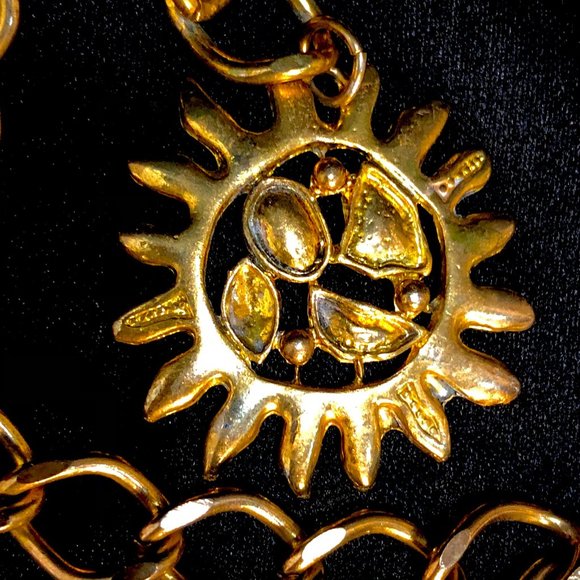 Vtg Gold Tone Festooned Chain Sun Belt - Picture 6 of 9